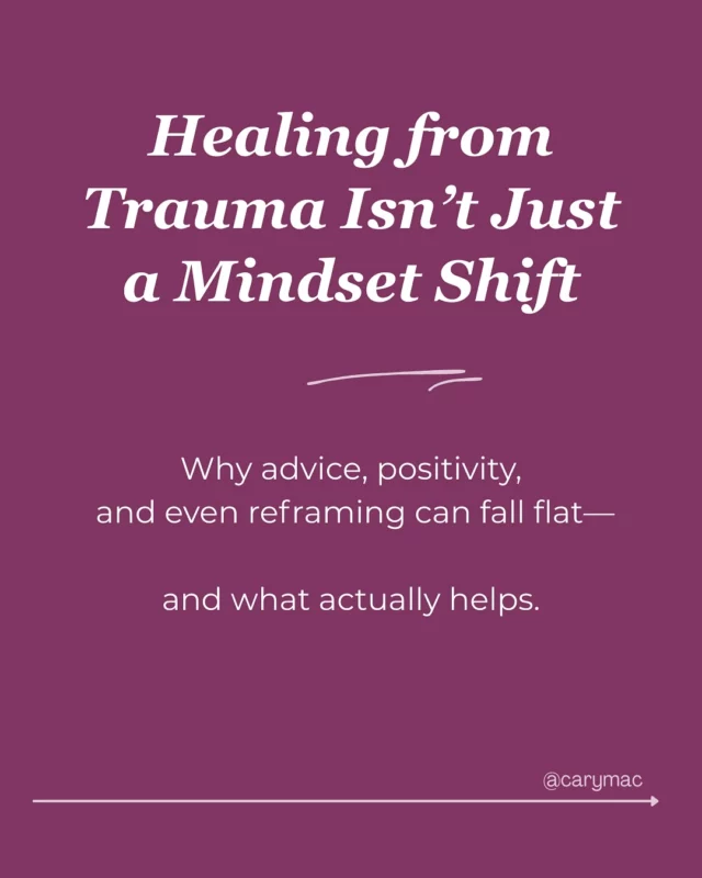 “Just let it go.” “Change your thoughts.” “You’re fine now. Stop thinking about the past.”

You’ve probably heard these before. 
Maybe you’ve even said them to yourself.

But here’s the truth:
🧠 Trauma isn’t just in your thoughts. It’s in your body, your nervous system, your relationships, and your sense of safety.

That’s why positivity, mindset work, or even well-meant advice often falls flat—or feels like pressure.

If you’re doing “all the right things” and still feel stuck or overwhelmed, you’re not broken. You’re healing in a world that doesn’t always understand trauma.

Here’s what actually helps. Swipe through. 💛

.
.
#traumahealing #nervoussystemhealing #validation #youmatter #emotionalhealth #voiceprogram #gentlehealing #findyourvoice #mentalhealthsupport