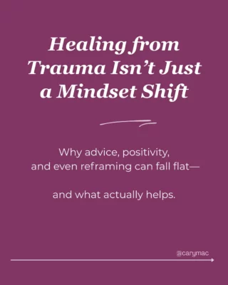 “Just let it go.” “Change your thoughts.” “You’re fine now. Stop thinking about the past.”

You’ve probably heard these before. 
Maybe you’ve even said them to yourself.

But here’s the truth:
🧠 Trauma isn’t just in your thoughts. It’s in your body, your nervous system, your relationships, and your sense of safety.

That’s why positivity, mindset work, or even well-meant advice often falls flat—or feels like pressure.

If you’re doing “all the right things” and still feel stuck or overwhelmed, you’re not broken. You’re healing in a world that doesn’t always understand trauma.

Here’s what actually helps. Swipe through. 💛

.
.
#traumahealing #nervoussystemhealing #validation #youmatter #emotionalhealth #voiceprogram #gentlehealing #findyourvoice #mentalhealthsupport